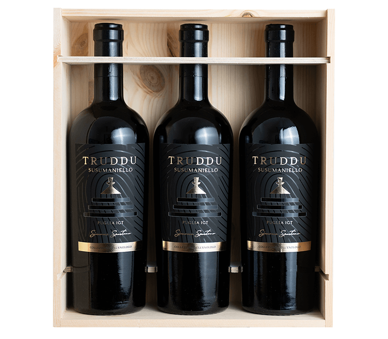Susumaniello Reserva – set 3 lahví v dřevěném boxu